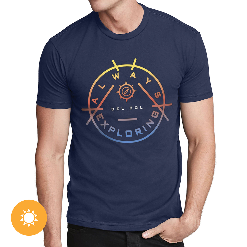 Men Crew Tee-Always Exploring-Indigo by DelSol for Men-1 Pc T-Shirt (Small)